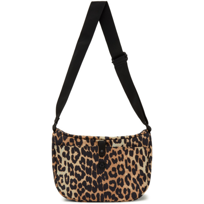 GANNI Black and Brown Recycled Leopard Print Bag GANNI