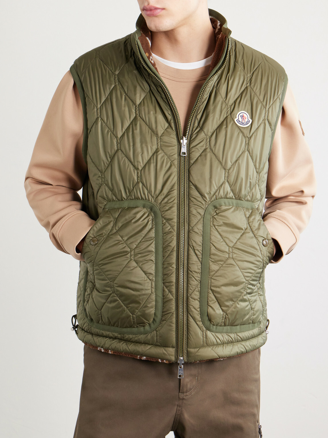 Moncler - Logo-Appliquéd Paisley-Print Fleece Vest - Brown