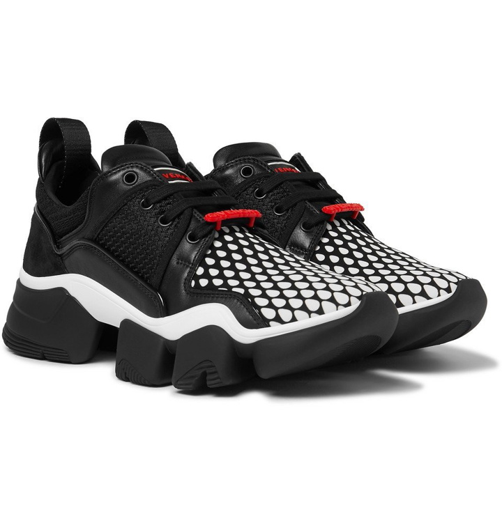 Photo: Givenchy - Jaw Printed Neoprene, Suede, Leather and Mesh Sneakers - Men - Black