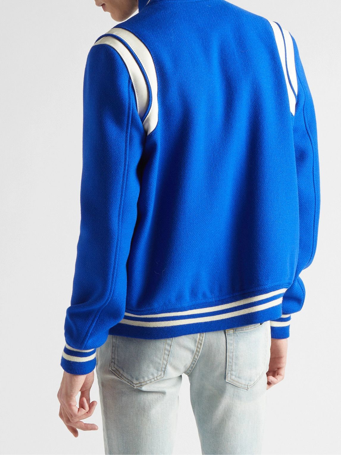 Saint Laurent blue Teddy Varsity Jacket