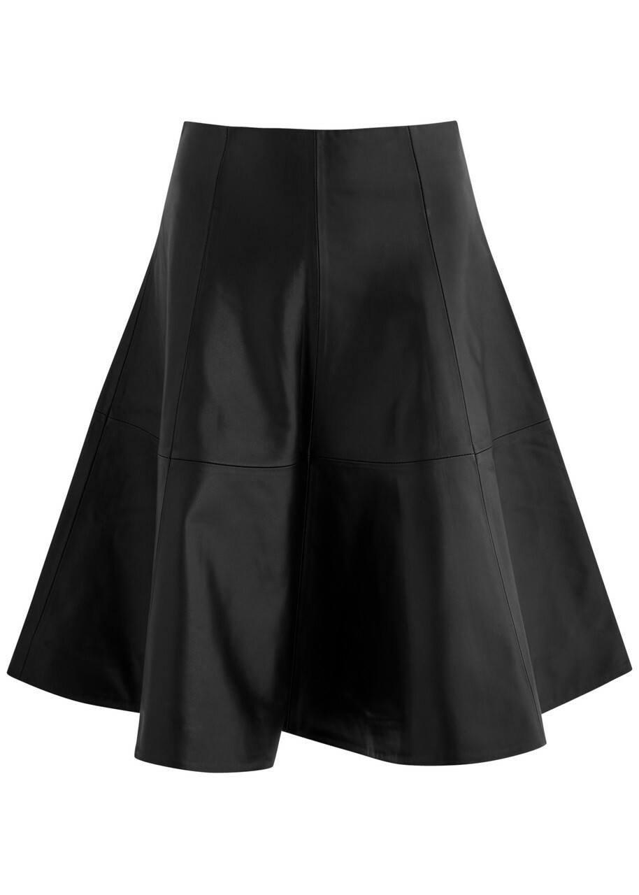 Aexae Panelled Leather Skirt Black