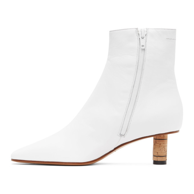 MM6 Maison Margiela White Cork Heeled Ankle Boots MM6 Maison Margiela