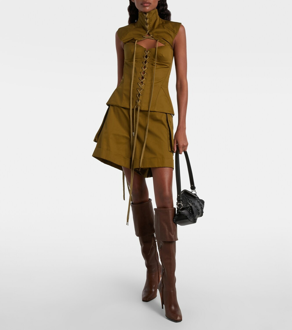 McQueen Lace-up leather knee-high boots