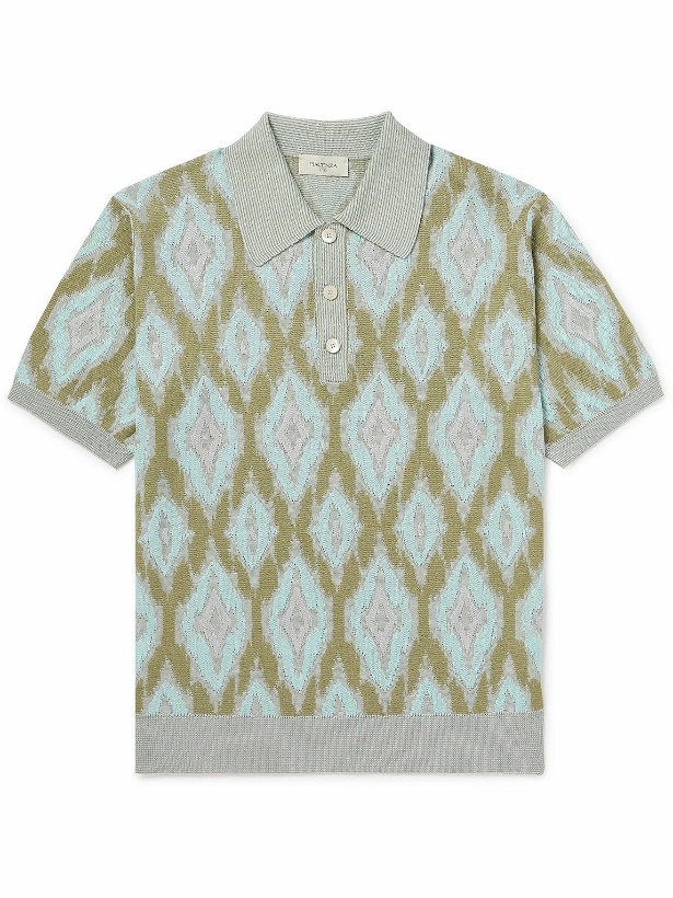 Photo: PIACENZA 1733 - Intarsia Silk and Cotton-Blend Polo Shirt - Blue