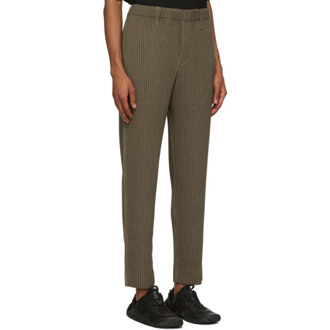 Homme Plisse Issey Miyake Brown Light Wool-Like Trousers Homme