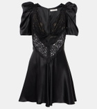 Rodarte Lace-trimmed silk charmeuse minidress