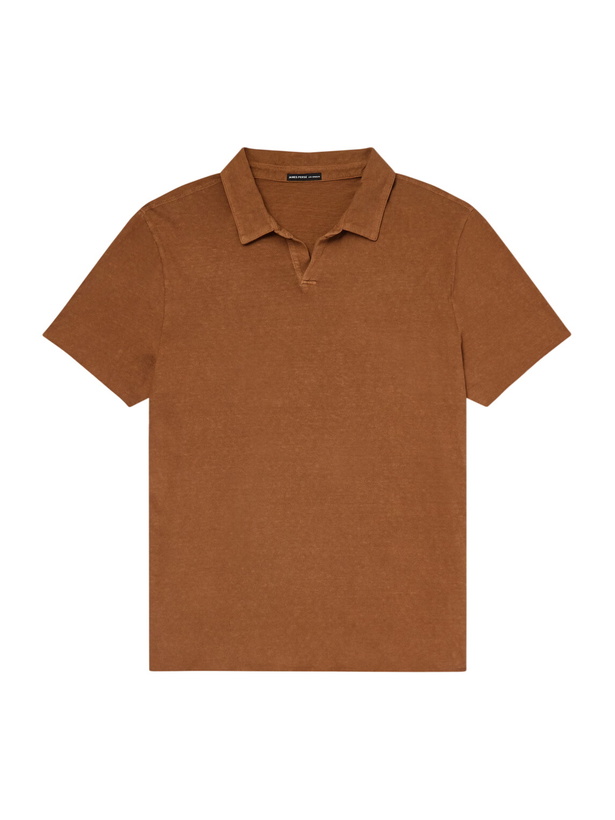 Photo: James Perse - Open-Collar Slub Cotton-Jersey Polo Shirt - Brown