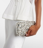 Self-Portrait Crystal-embellished satin clutch