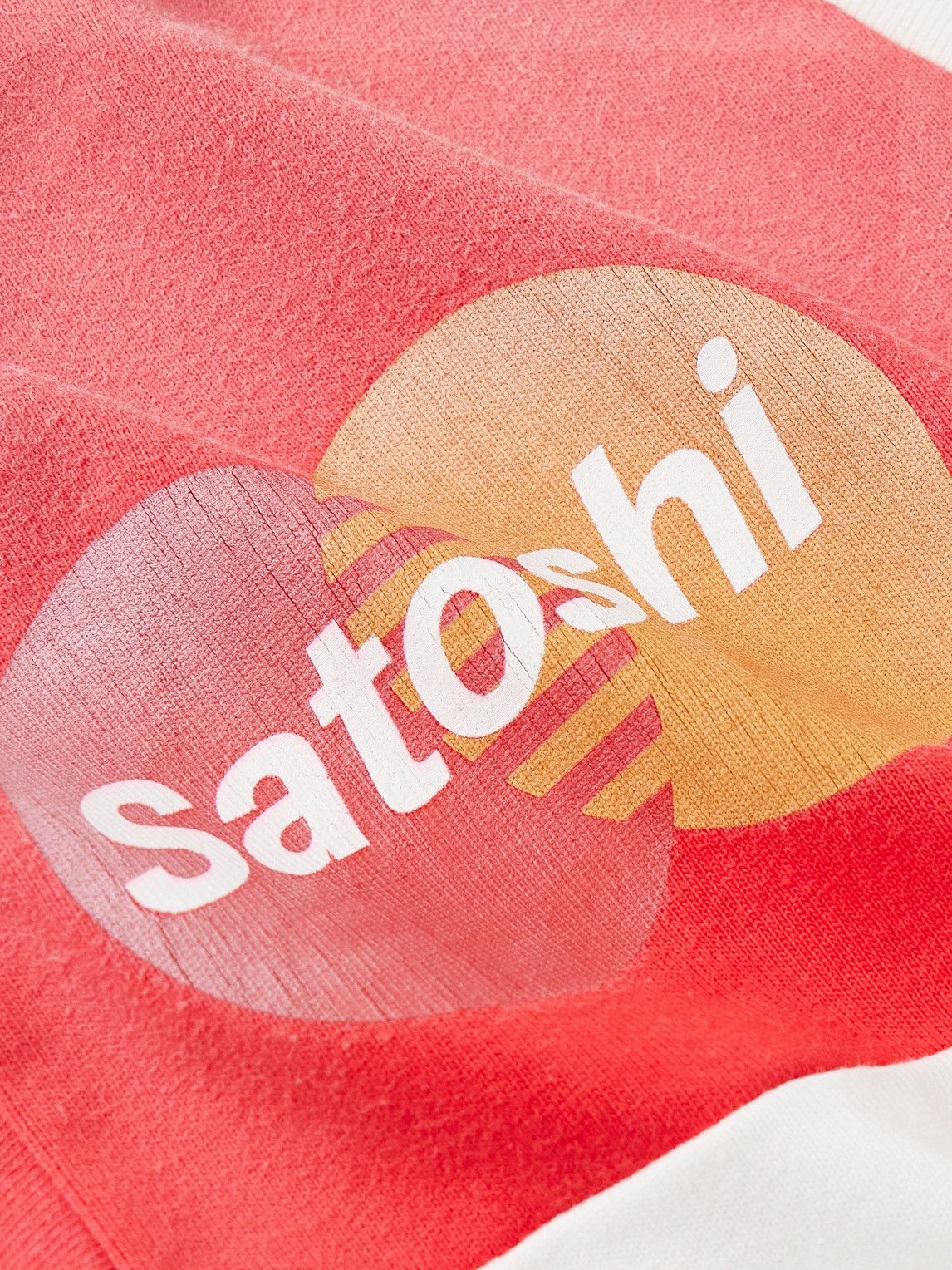 Satoshi Nakamoto - Bank of Satoshi Panelled Logo-Print Cotton-Jersey T-Shirt - Red