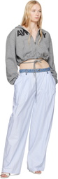 alexanderwang.t Blue & White Denim Waistband Cotton Oxford Trousers