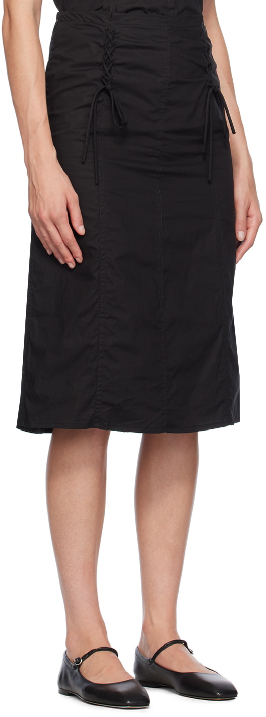 Deiji Studios Black Double Lace Up Midi Skirt