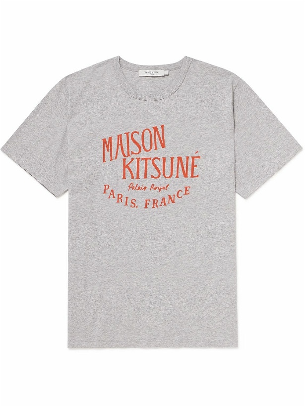 Photo: Maison Kitsuné - Logo-Print Cotton-Jersey T-Shirt - Gray