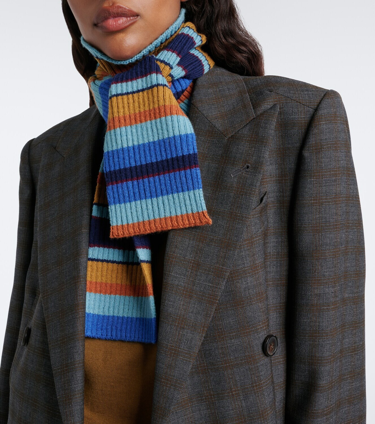 Dries Van Noten Ribbed-knit striped wool scarf