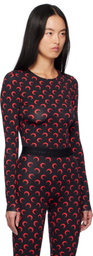 Marine Serre Black & Red Moon Second Skin Long Sleeve T-shirt