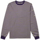 Needles Women's Long Sleeve Stripe Jersey Crew T-Shirt in Purple