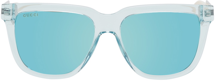 Photo: Gucci Blue Acetate Reflective Sunglasses