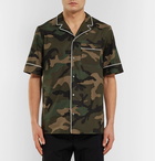 Valentino - Camp-Collar Piped Camouflage-Print Cotton-Poplin Shirt - Men - Green