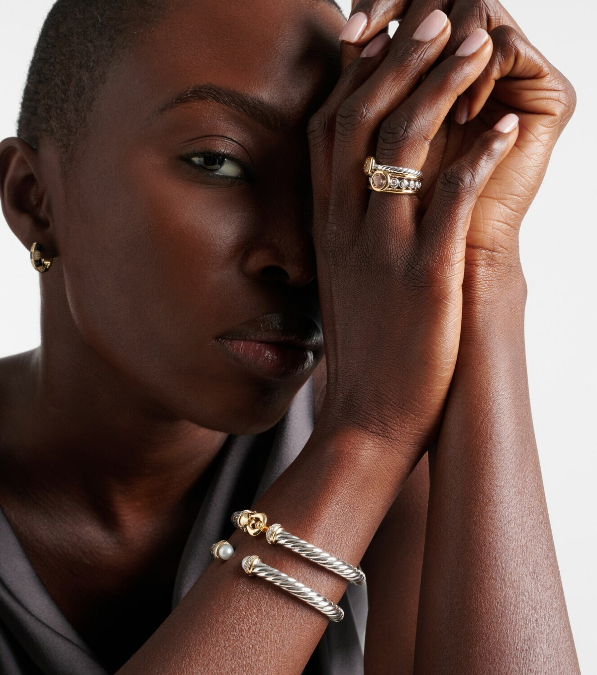 David Yurman DY Mercer® 18kt gold and sterling silver ring with gemstones