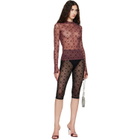 Marine Serre Burgundy Moonogram Flock LS Highneck Top