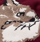 Maison Kitsuné - Logo-Intarsia Wool Sweater - Burgundy