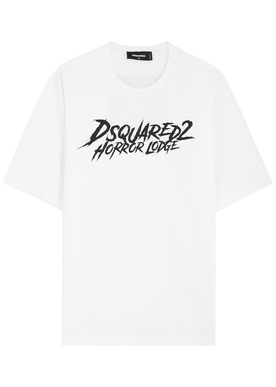 DSQUARED2 Horror Logo-print Cotton T-shirt White And Black Dsquared2