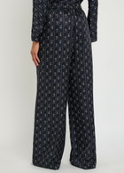 Tory Burch Patterned-jacquard Satin Trousers Navy