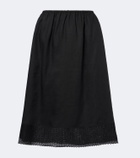 Posse Alfie embroidered linen midi skirt