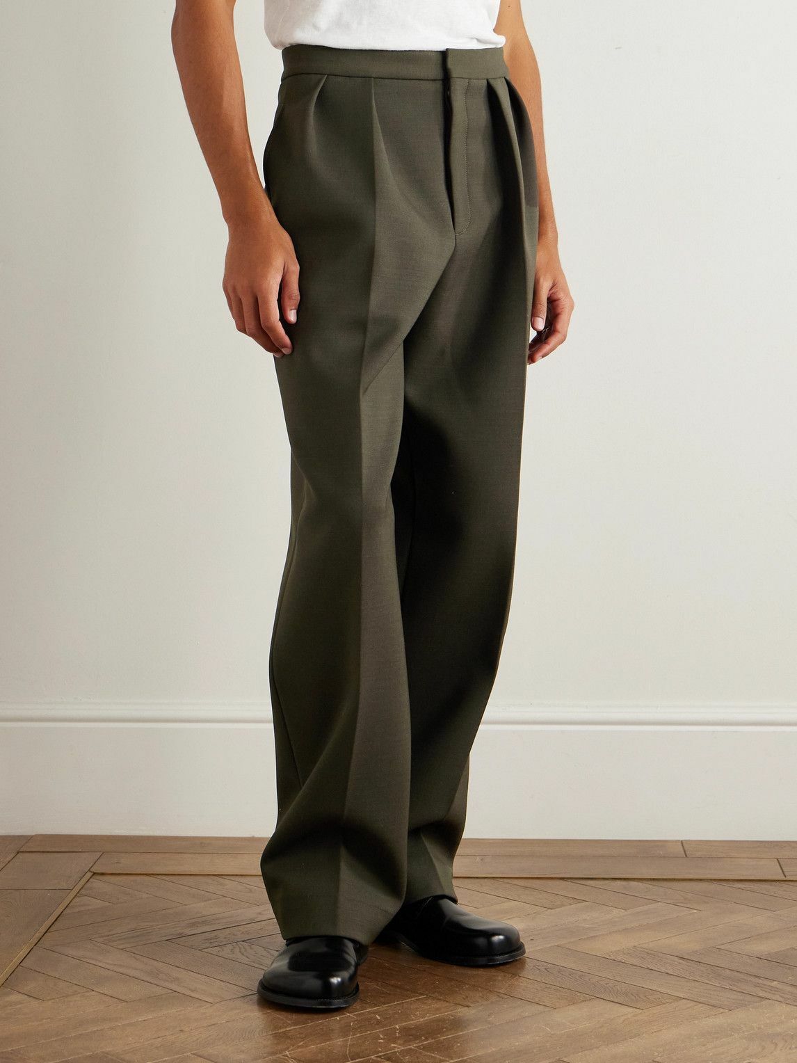 Jacquemus - Citta Straight-Leg Pleated Wool-Blend Trousers - Green