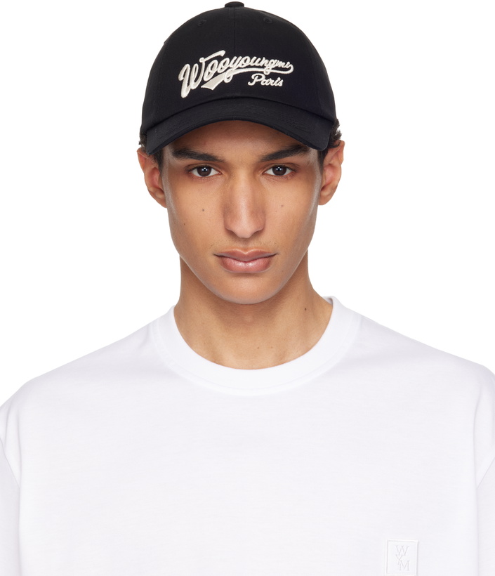 Photo: WOOYOUNGMI Black Embroidered Logo Cap