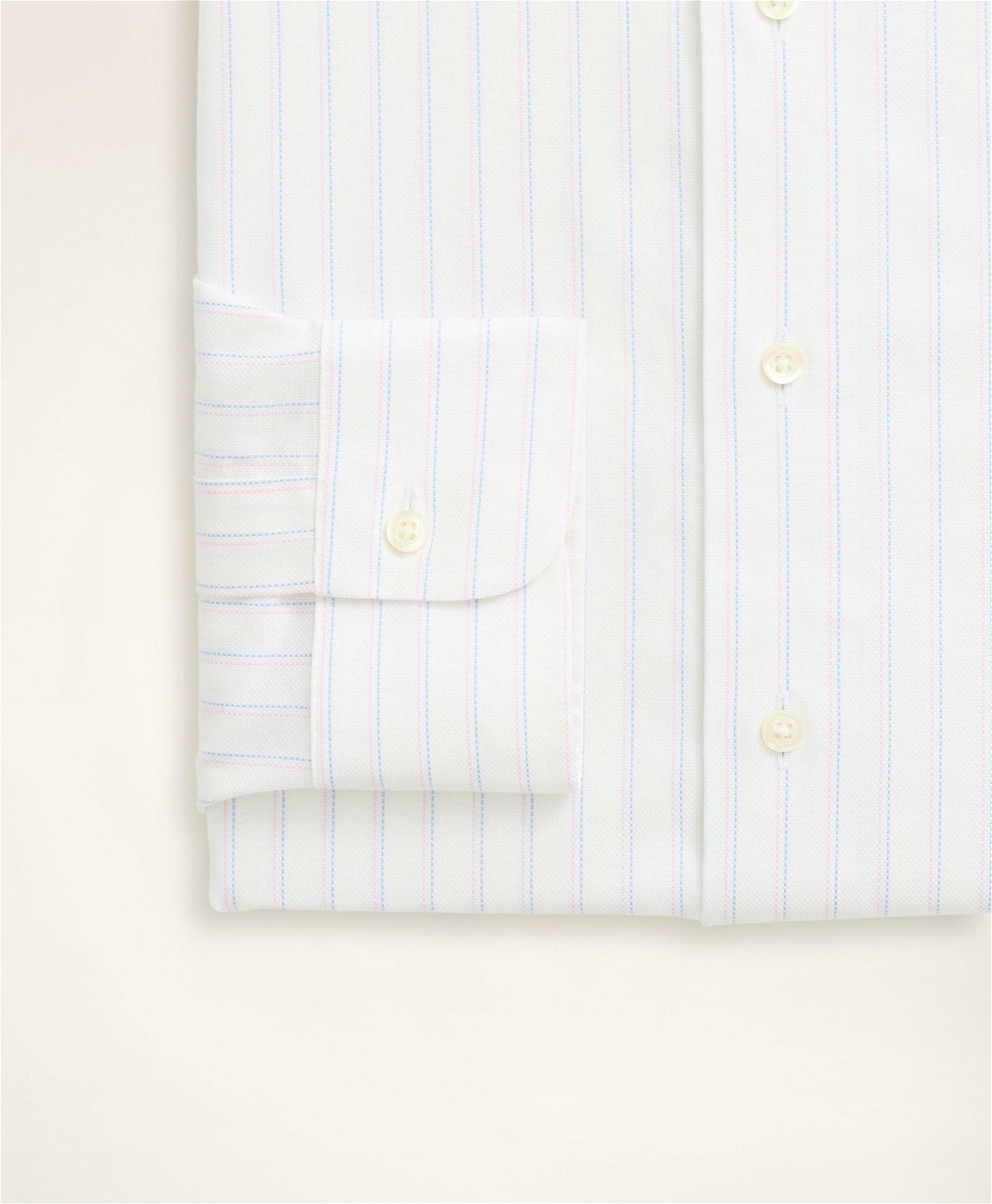 Brooks Brothers Men's Stretch Milano Slim-Fit Dress Shirt, Non-Iron Royal Oxford Ainsley Collar Pinstripe | White