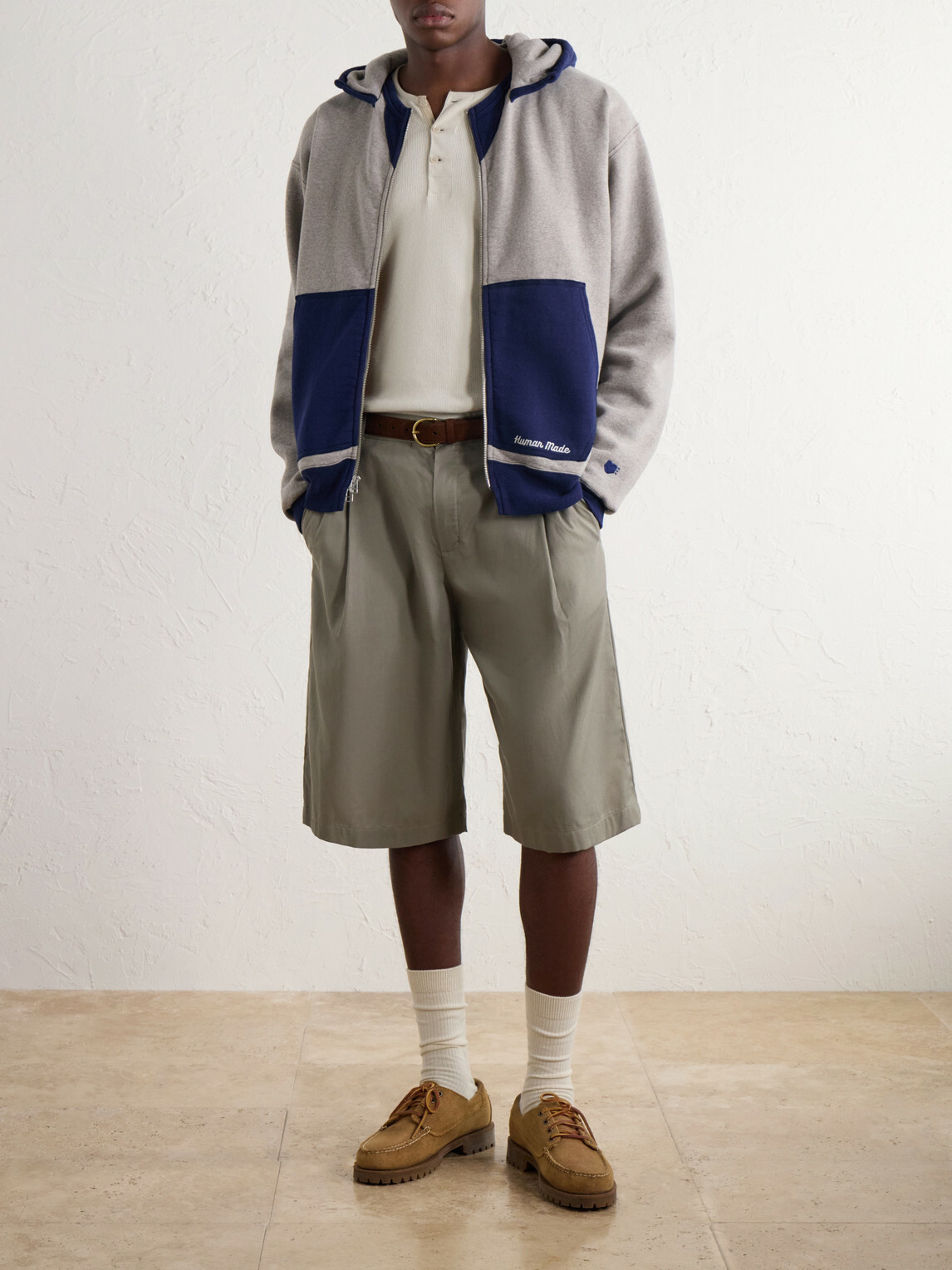 Human Made - Logo-Embroidered Two-Tone Cotton-Jersey Zip-Up Hoodie - Gray