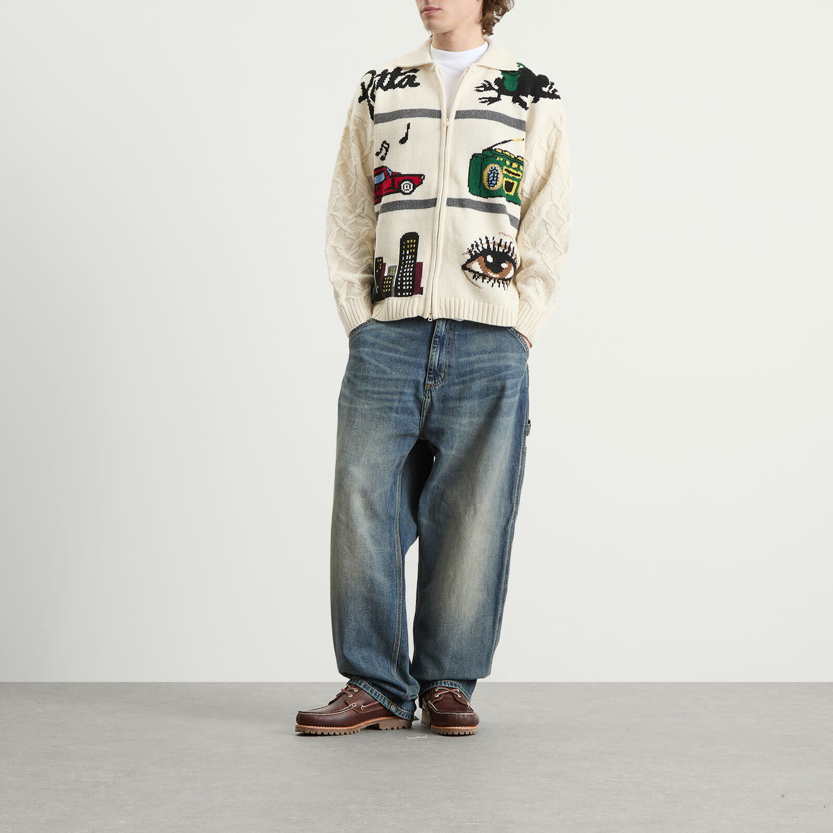 Patta Men's Perfect Day Knitted Cardigan in Beige
