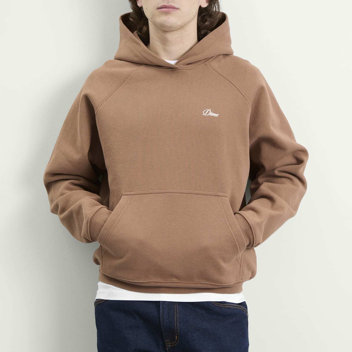 Dime Men's Cursive Logo Hoodie in Sepia Dime