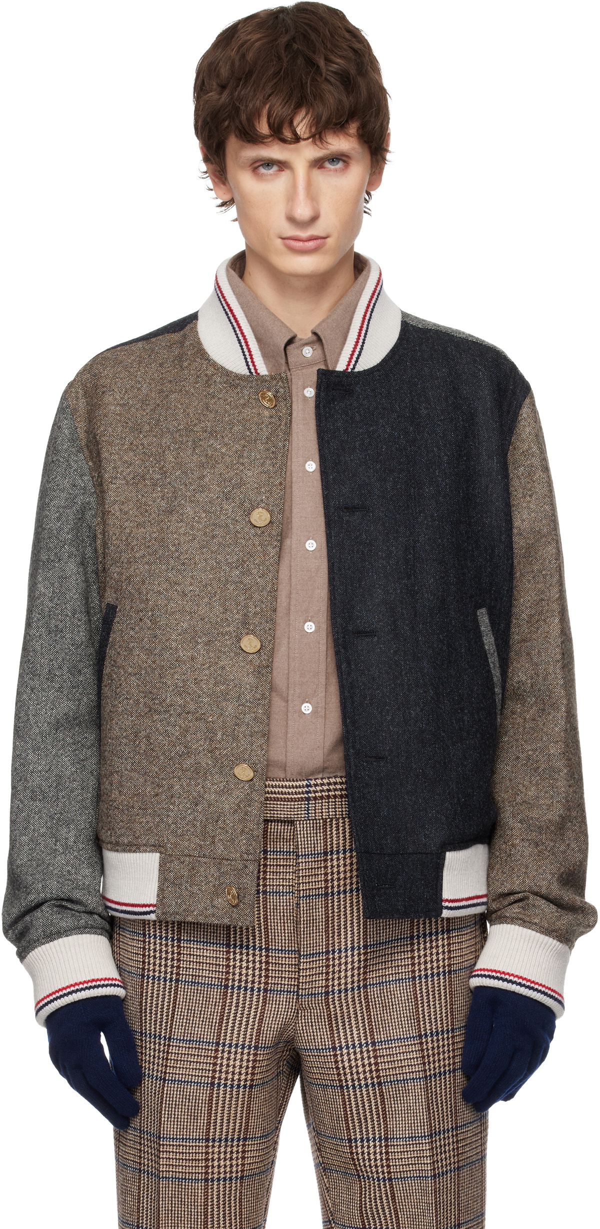 Thom Browne Multicolor Button Up Bomber Jacket