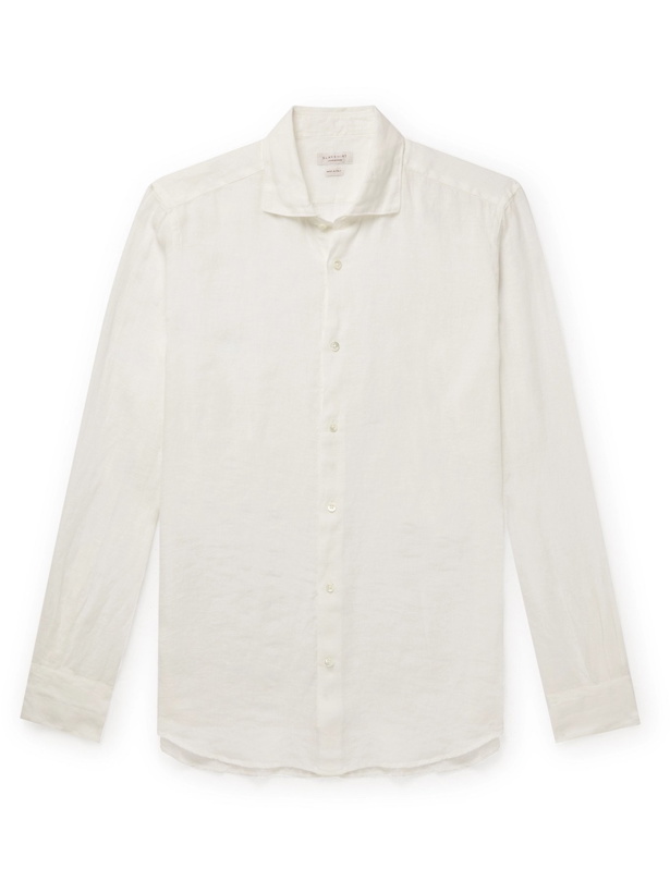 Photo: INCOTEX - Fellini Slim-Fit Cutaway-Collar Linen Shirt - White