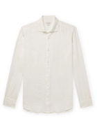 INCOTEX - Fellini Slim-Fit Cutaway-Collar Linen Shirt - White