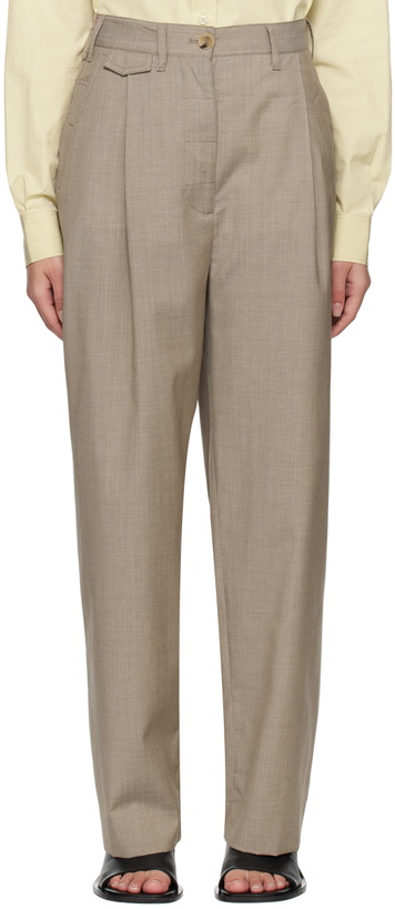 Photo: Totême Taupe Straight-Leg Trousers