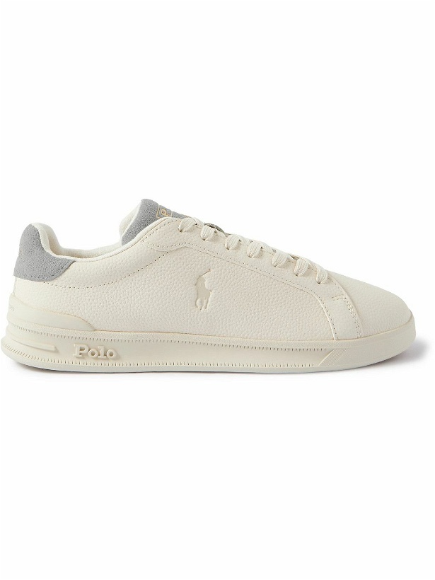 Photo: Polo Ralph Lauren - Heritage Court II Suede-Trimmed Logo-Debossed Full-Grain Leather Sneakers - Neutrals