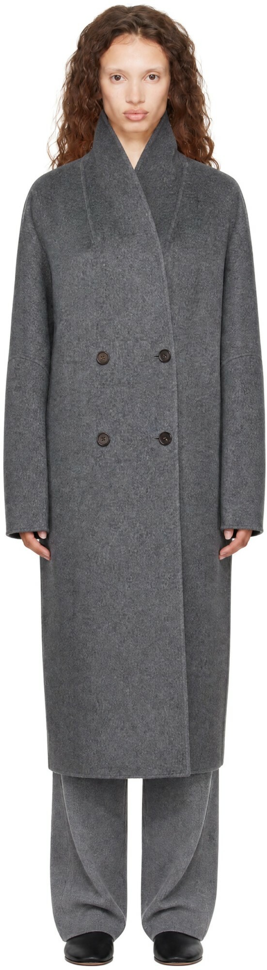 LISA YANG Gray Doublé Shawl Coat
