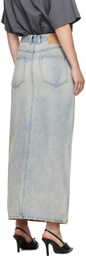 We11done Blue Washed Denim Maxi Skirt