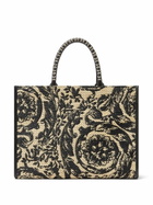 Versace Black Barocco Athena Medium Raffia Tote Bag