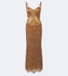 Georges Hobeika Embellished satin bustier gown