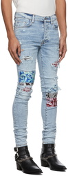 AMIRI Blue Pajama Art Patch Jeans