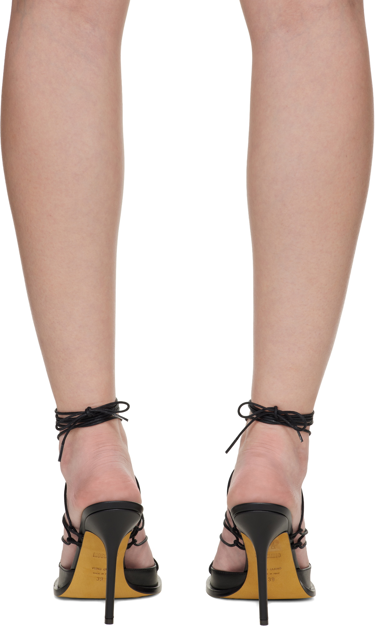 Moschino Black Calfskin Heeled Sandals