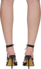 Moschino Black Calfskin Heeled Sandals