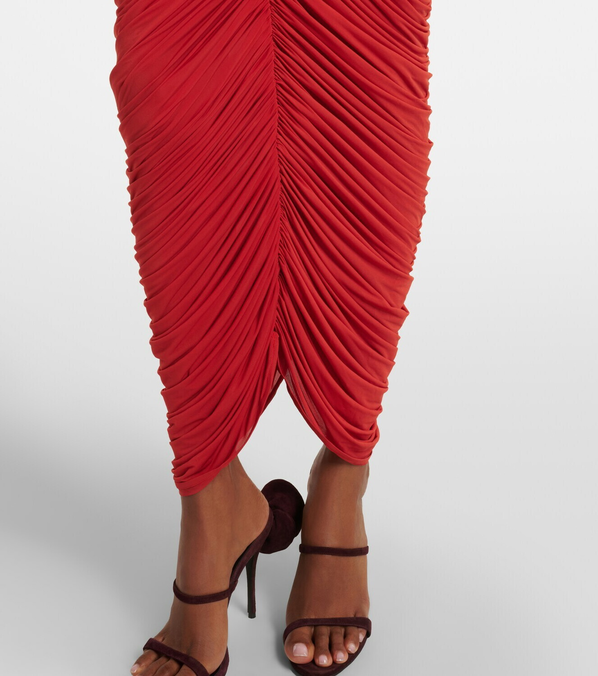 Magda Butrym Floral-appliqué ruched jersey midi dress