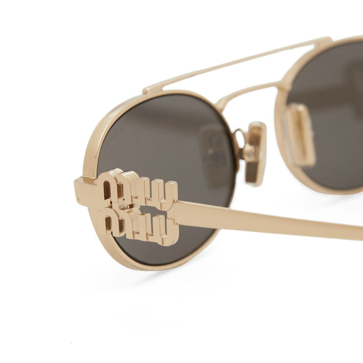 Miu Miu Gold and Gray Women\'s Sunglasses Amazon.com: Miu Miu Woman Sunglasses Pale Gold Frame, Grey  main image 3