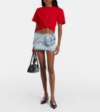 Magda Butrym Knotted cropped cotton-blend jersey T-shirt