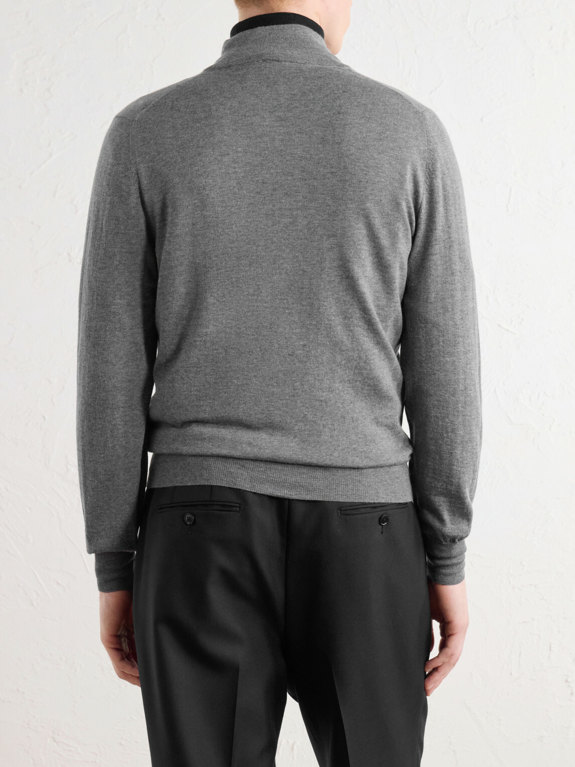 Canali - Wool Zip-Up Sweater - Gray