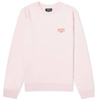 A.P.C. Men's Rider Embroidered Logo Crew Sweat in Pink